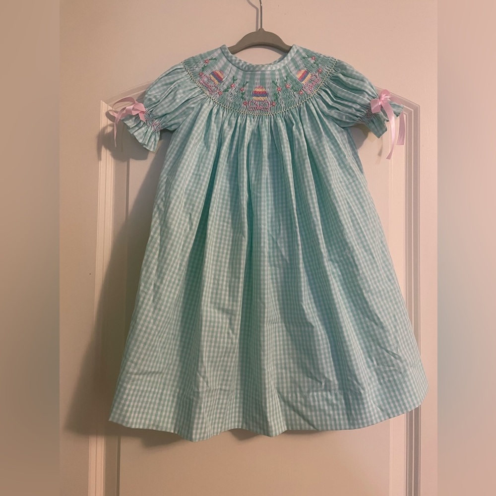 Green Gingham Smocked Easter Dress Size 24M